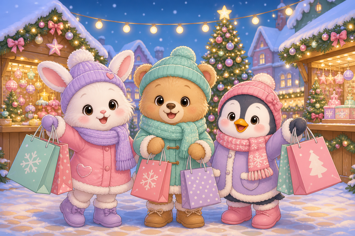 Coloured version: Christmas market friends
